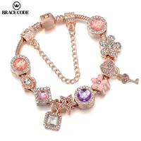brace codee rose gold charm women bracelet with rhinestones crystal charm suitable for ladies bracelet jewelry gifts