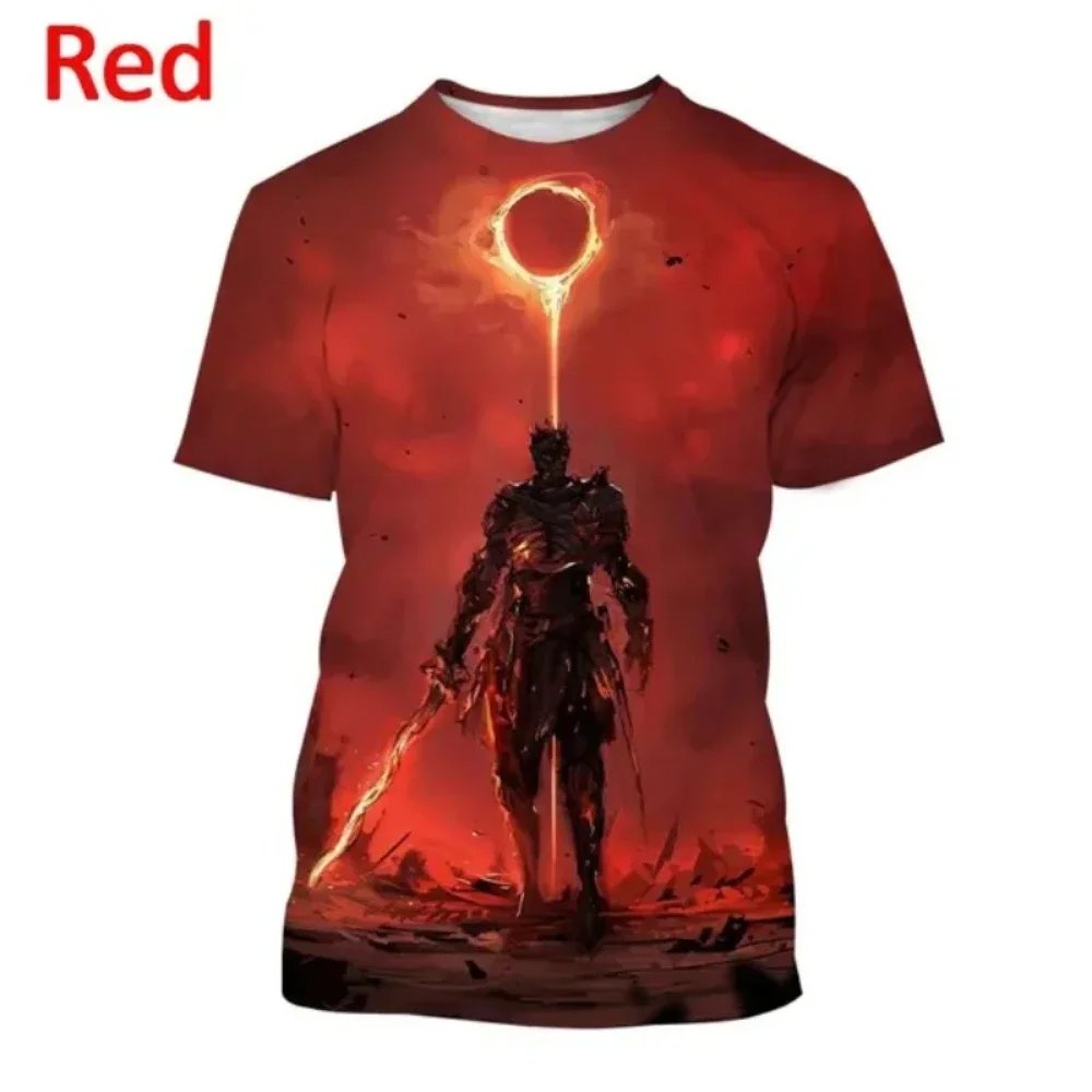 Футболка Popasadco Dark Souls 2024 Stampa 3D Estate Uomo Donna Manica Corta Moda повседневная уличная одежда