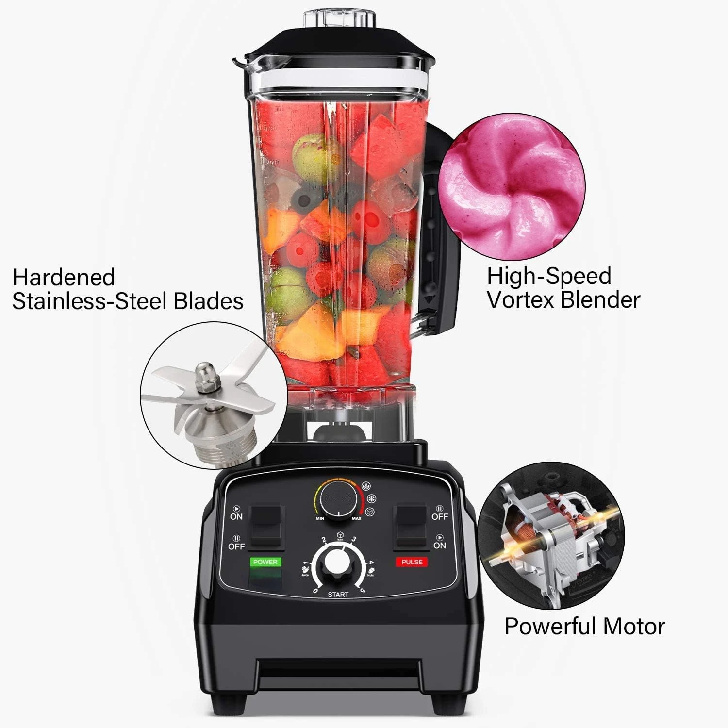 

Countertop Blender with 2200-Watt Base, Smoothie Blender,Built-in Timer,High Power Blender 2L Cups for Frozen Drinks,Shakes and