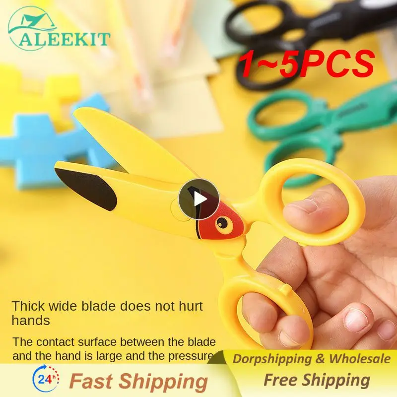 

1~5PCS Piece Cartoons Mini Scissors Plastic Kindergarten Manual Round Head Safety Kids Scissors