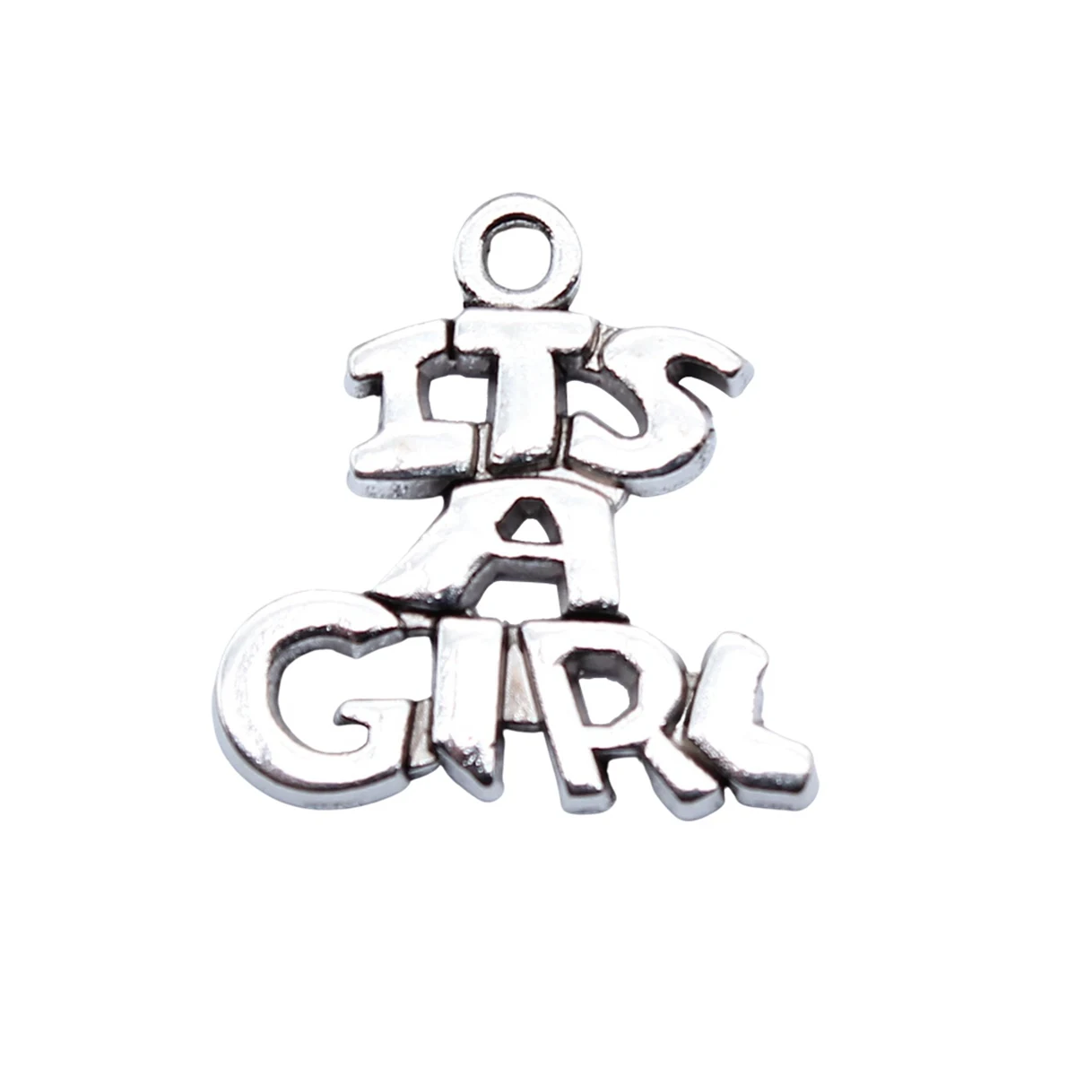 

10pcs IT'S A GIRL Charms 20x20mm Antique Silver Color Jewelry Making Supplies Necklace Crafts