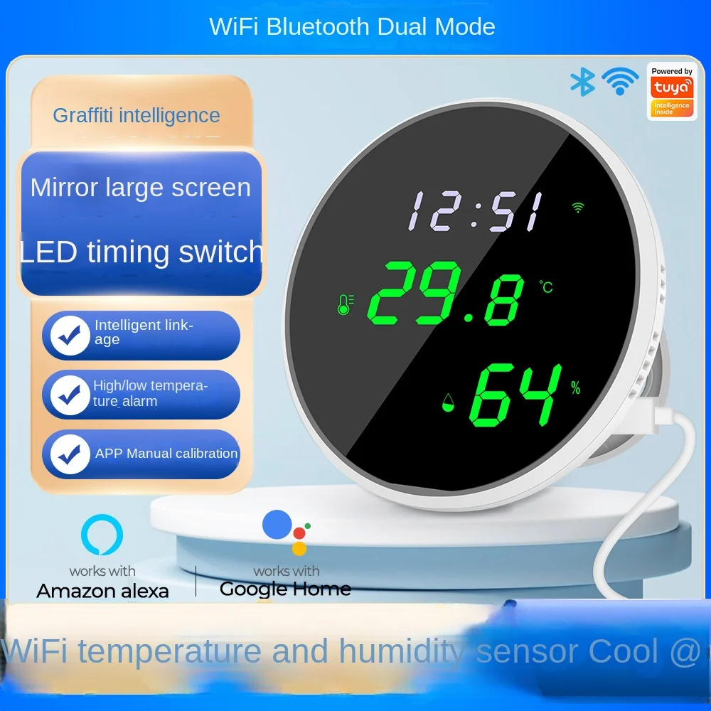 

Tuya Smart LCD WiFi Temperature Humidity Sensor With Backlight Display Remote Monitor Support Alexa Google Home Assistant