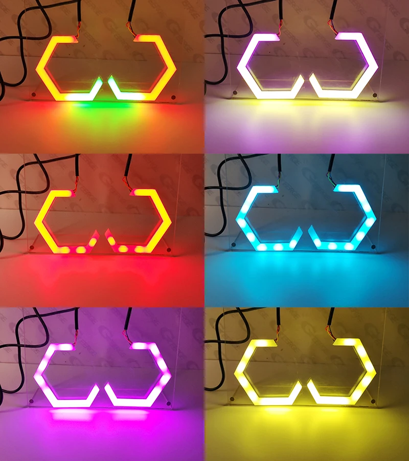 Для Infiniti G25 G35 G37 Q40 Q60 V36 Bluetooth-совместимый набор многокрасочных RGB-ангельских глазок App Dynamic Hexagon Hex Led Halo Rings.