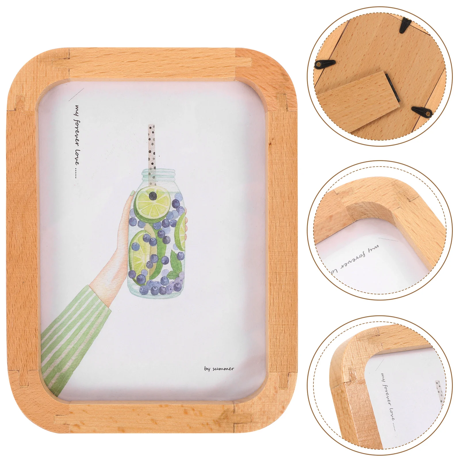 

Wooden Picture Frame Decorative Tabletop Rounded Corner Photo Display Frame