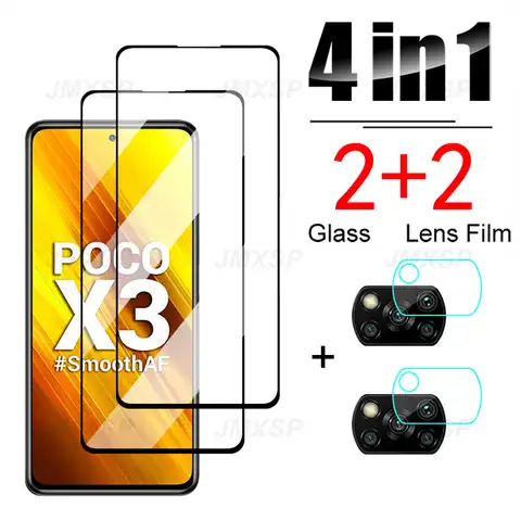 Защитное стекло 4 в 1 для Xiaomi Poco X3 M4 M3 M2 F2 Pro F1 X2 C3, закаленное стекло для Xiaomi Poco X3 F3 GT X4 NFC, пленка для объектива