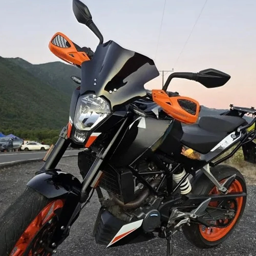 Фото Ветровое стекло (двойная баллонная панель) для мотоциклов K-TM DUKE 125, 200, 390 (черное, 2012-2016 г.в.) №3