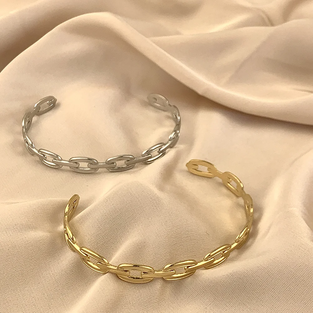 

Thick Oval Chain Bangle Bracelet For Women INS Stainless Steel Trendy Bracelet Jewelry Wholesale
