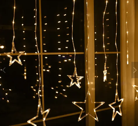 

Рождественская гирлянда в виде Луны и звезды в виде сосулек, светящаяся гирлянда в виде сосулек, искусственное украшение для праздника