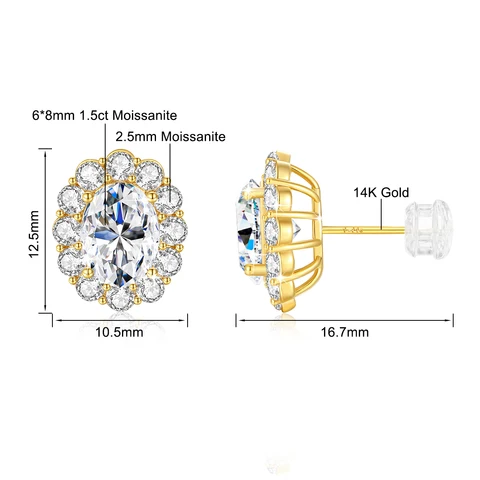 Серьги-гвоздики Silver chakra из золота 14К с муассанитом