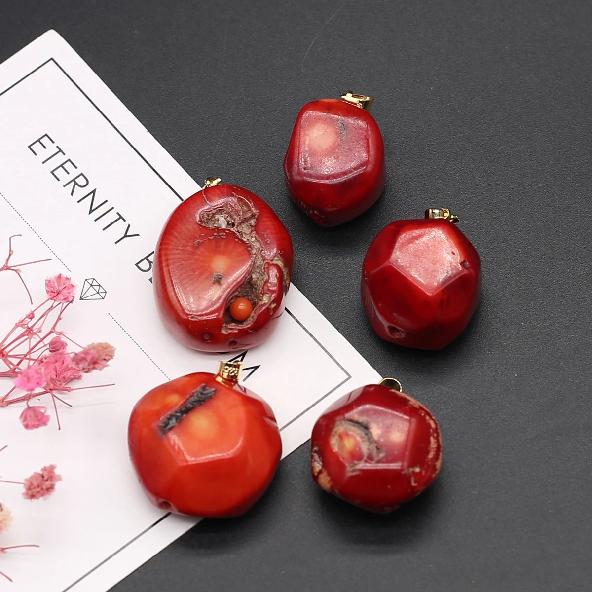 

Trendy Imitative Coral Pendants Irregular Red Cube Synthetic Coral for Jewelry Making DIY Women Necklace Earrings Party Gifts