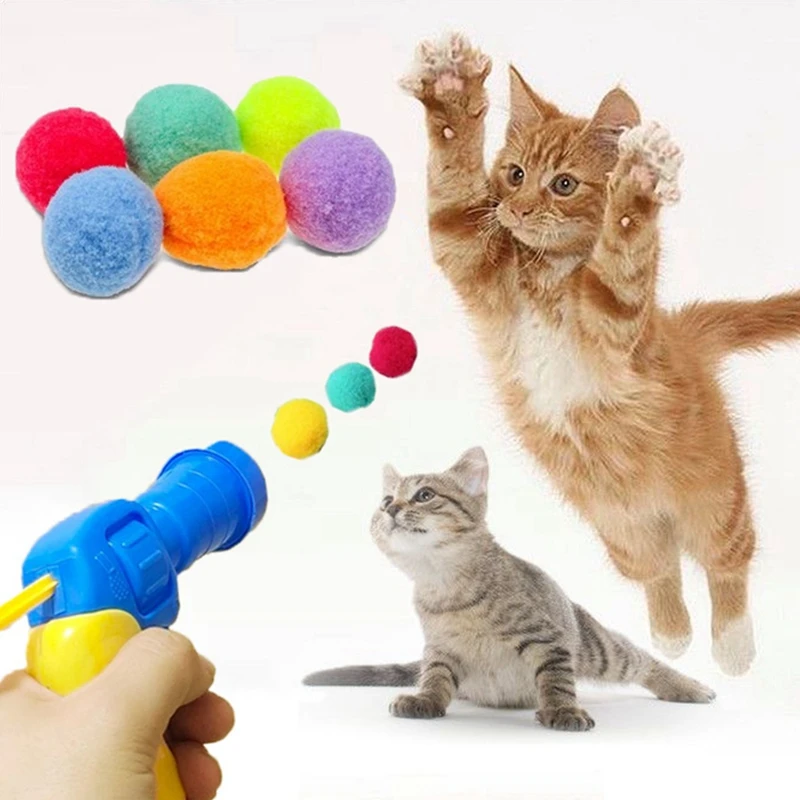

Teaser Toys Kittens Creative Cat Pompoms Interactive Mini Cat Ball Pets Toy Supplies Games Funny With Plush Toys Training For
