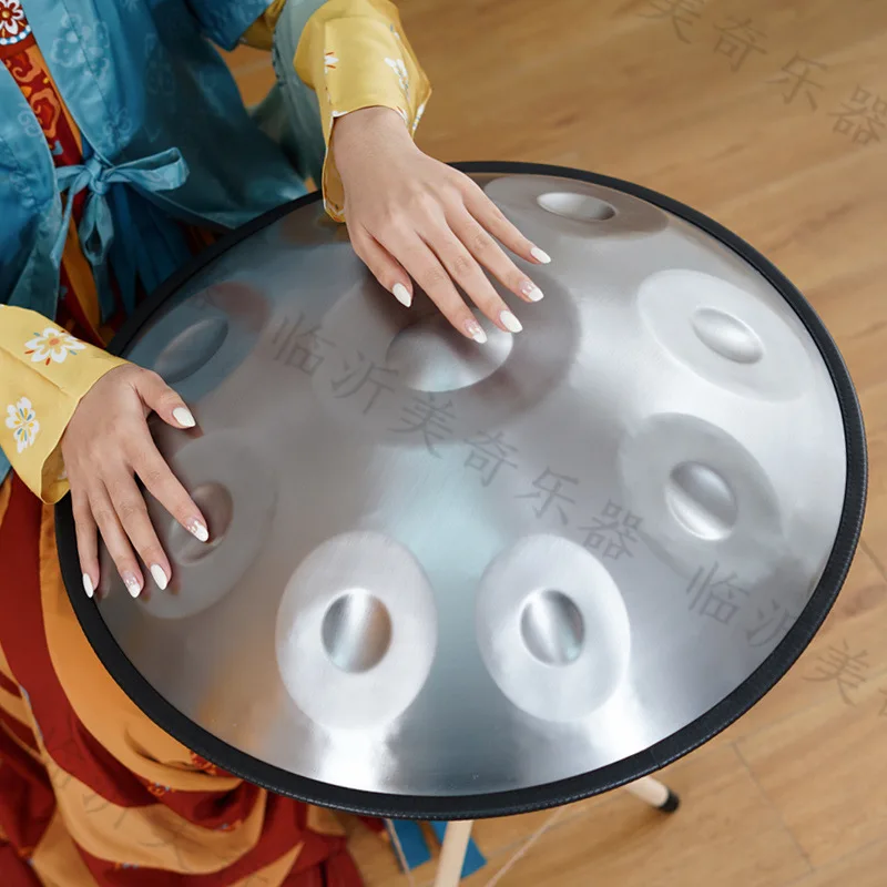 9/10 тонов Handpan Drum 22 дюйма D Маленький синий стальной барабан с язычком Йога