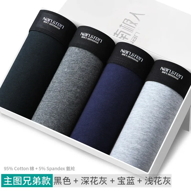 4Pcs/lot Men Boxer Underwear Men Cotton Man Boxers Shorts Comfortable Underpants Male Print Soft Breathable Panties