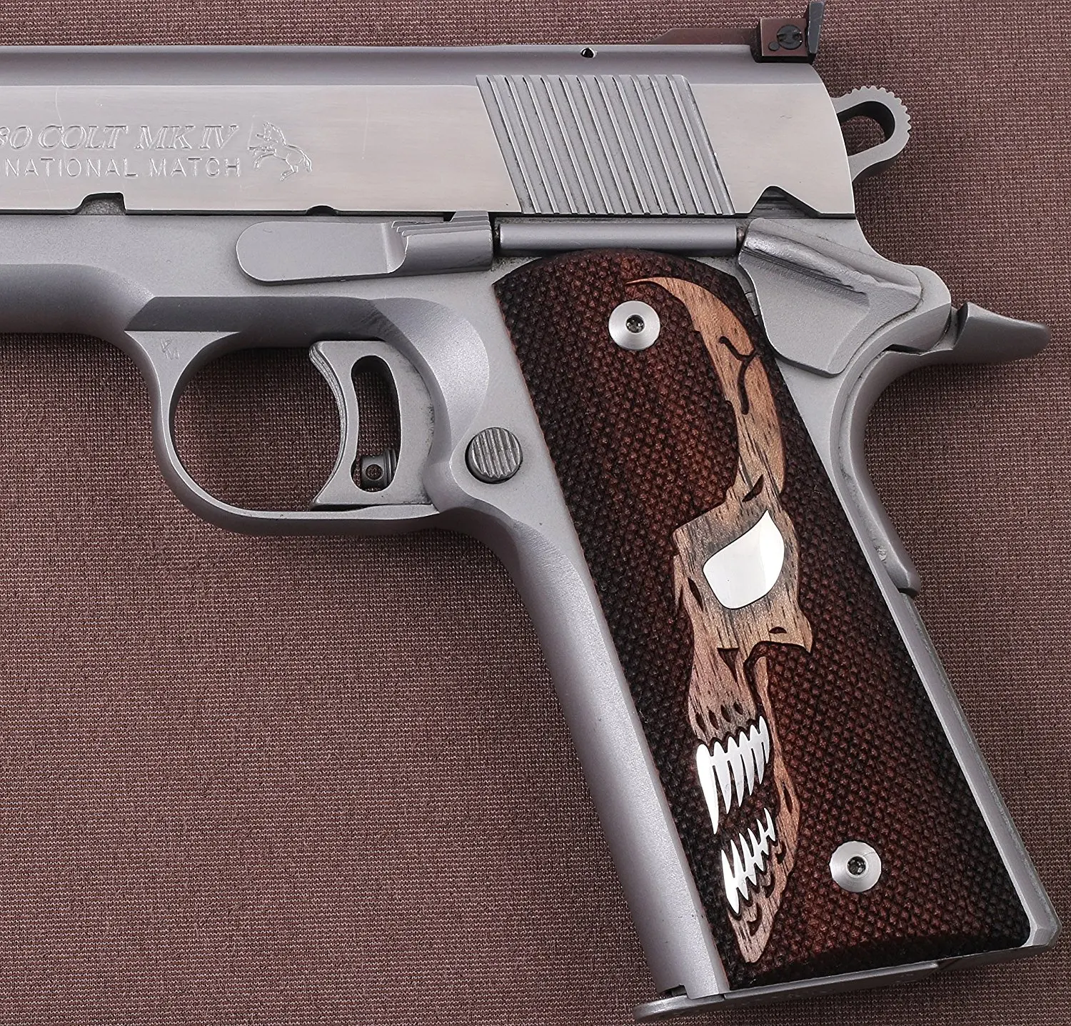 

Ksd Sig Sauer 1911 1911 FIT Model Les Baer, Nowlin, Springfield, kimber-Compatible Walnut Grip for Replacement, with Skull