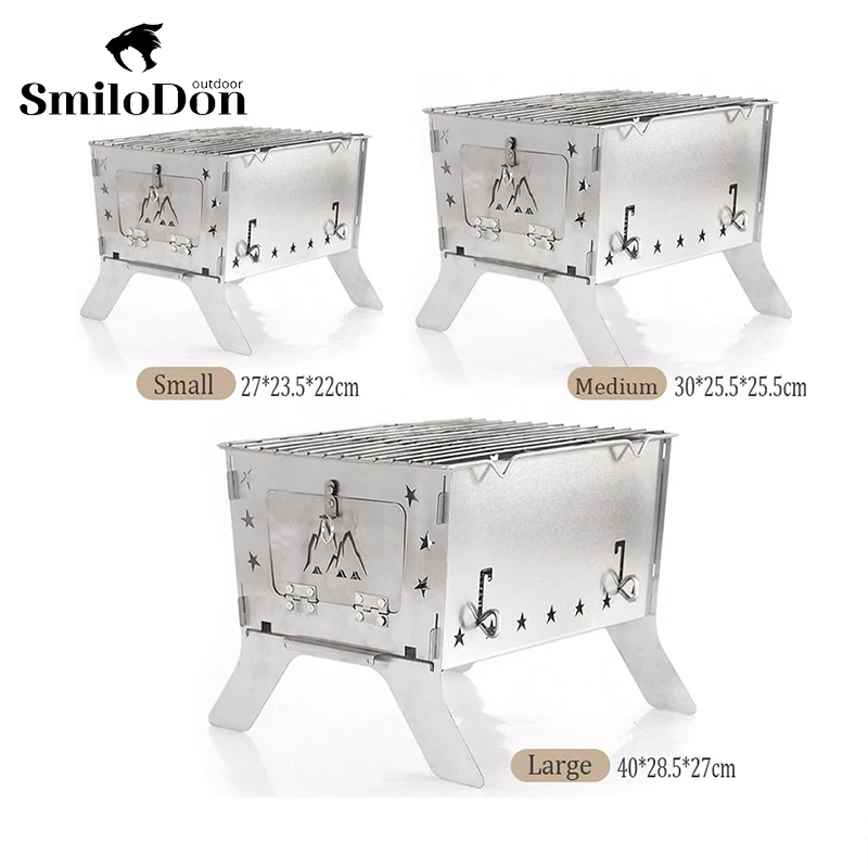 

SmiloDon Portable Camping BBQ Bonfire Stove Folding Brazier Fire Wood Stove Burner Outdoor Charcoal Heater Furnace Campfire Pit