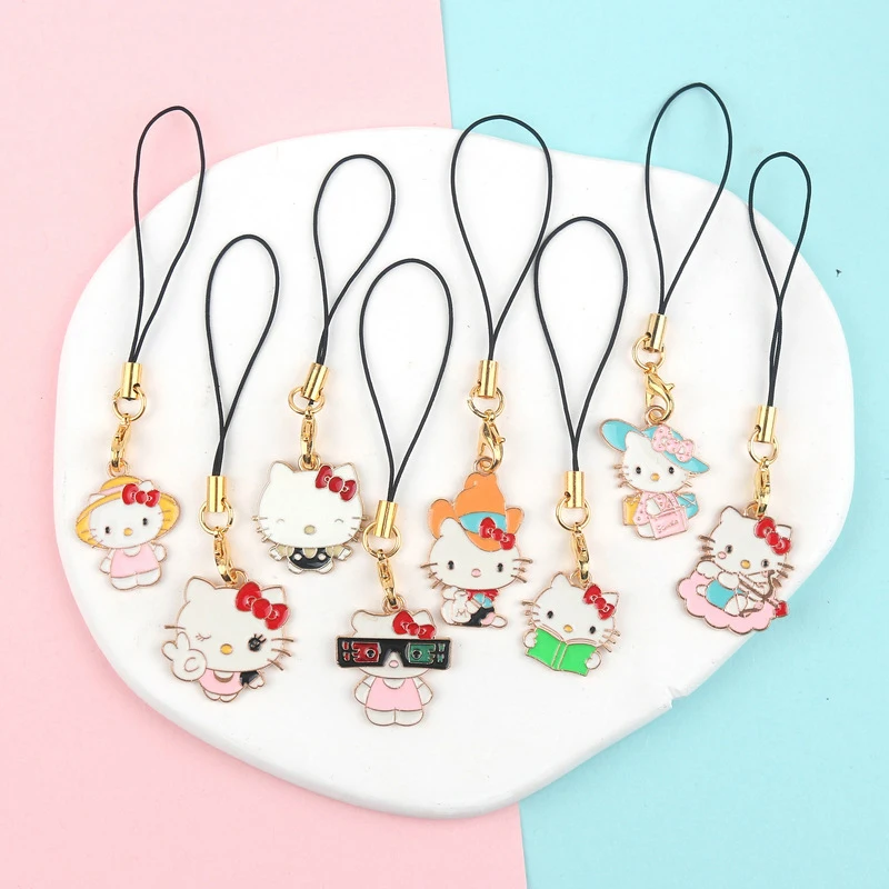 Kawaii KT Cat МОБИЛЬНЫЙ ТЕЛЕФОН Lanyard мультяшный аниме металлический сотовый телефон