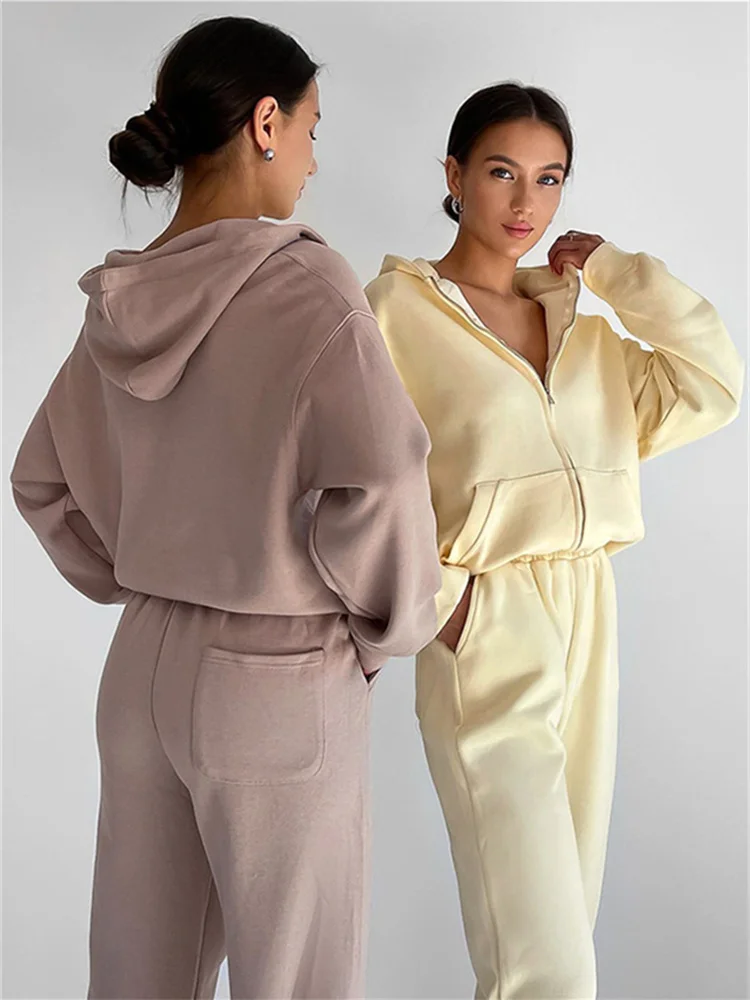 

Vintage Comfortable All-match Sports Hoodie Jacket Fashion Leggings Casual Pants Sweater Two-piece Suit 2022 New Autumn Women's