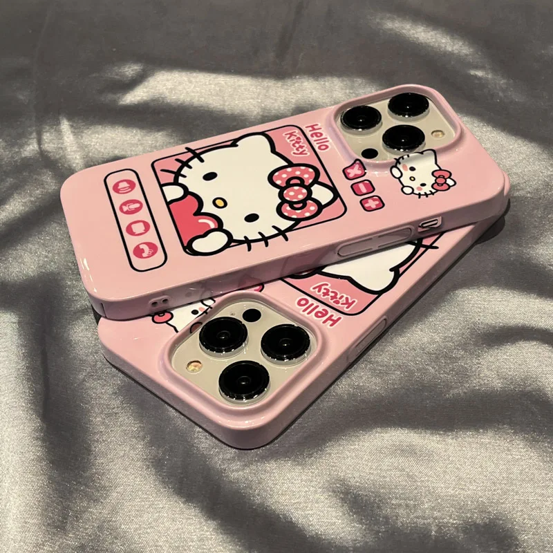

Sanrio Iphone Kawaii Hello Kitty TPU Material Anime Cartoons Anti-fall Sweet and Cute Wear-resistant Anti-fingerprint Phone Case
