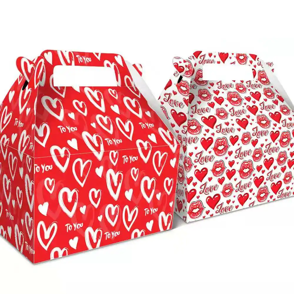 

DD001 4Pcs Red Wedding Valentine's Day Birthday Party Sweet Heart Candy Gift Bag Bride Safari Treat Box Baby Shower Favor Box