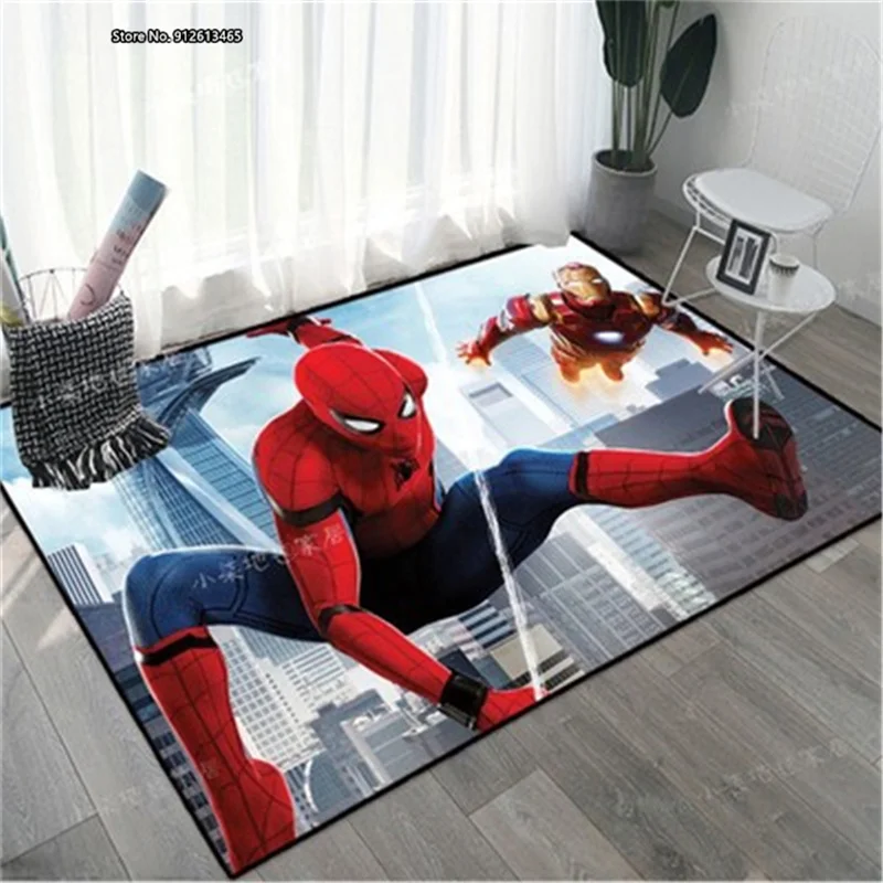 

3d цифровой печатный Marvel Человек-паук круглый напольный коврик для детей, детская гостиная спальня ползание нескользящий коврик