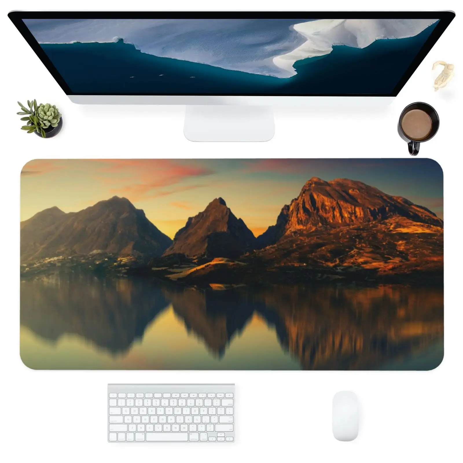 

Computer Office Supplies Keyboards Accessories Mouse Pad Large Square Anti-Slip Desk Pads Mat Mountain Lake Reflection Photo XXL