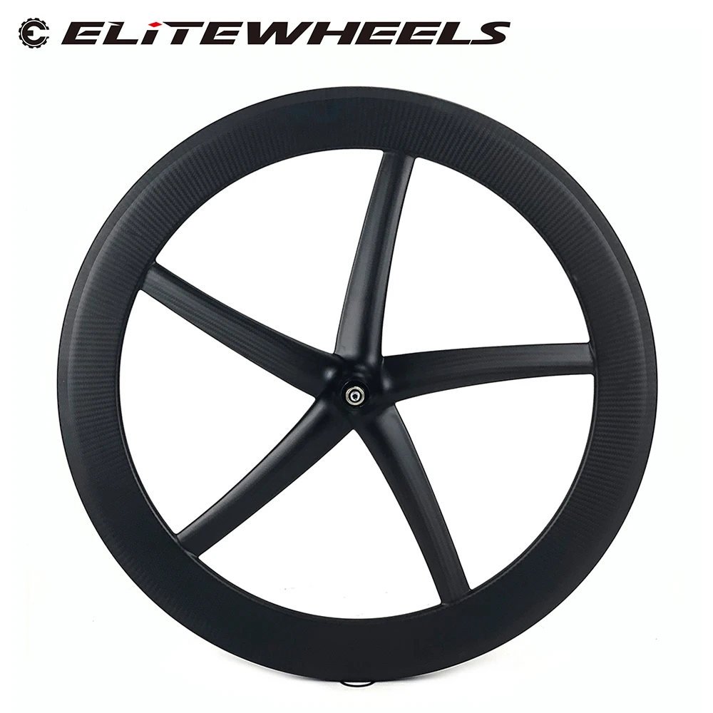 

ELITEWHEELS Super Light Weight 700c Five Spoke Carbon Wheel Five Spoke Wheelset Clincher Tubular For Track Triathlon Time Trial