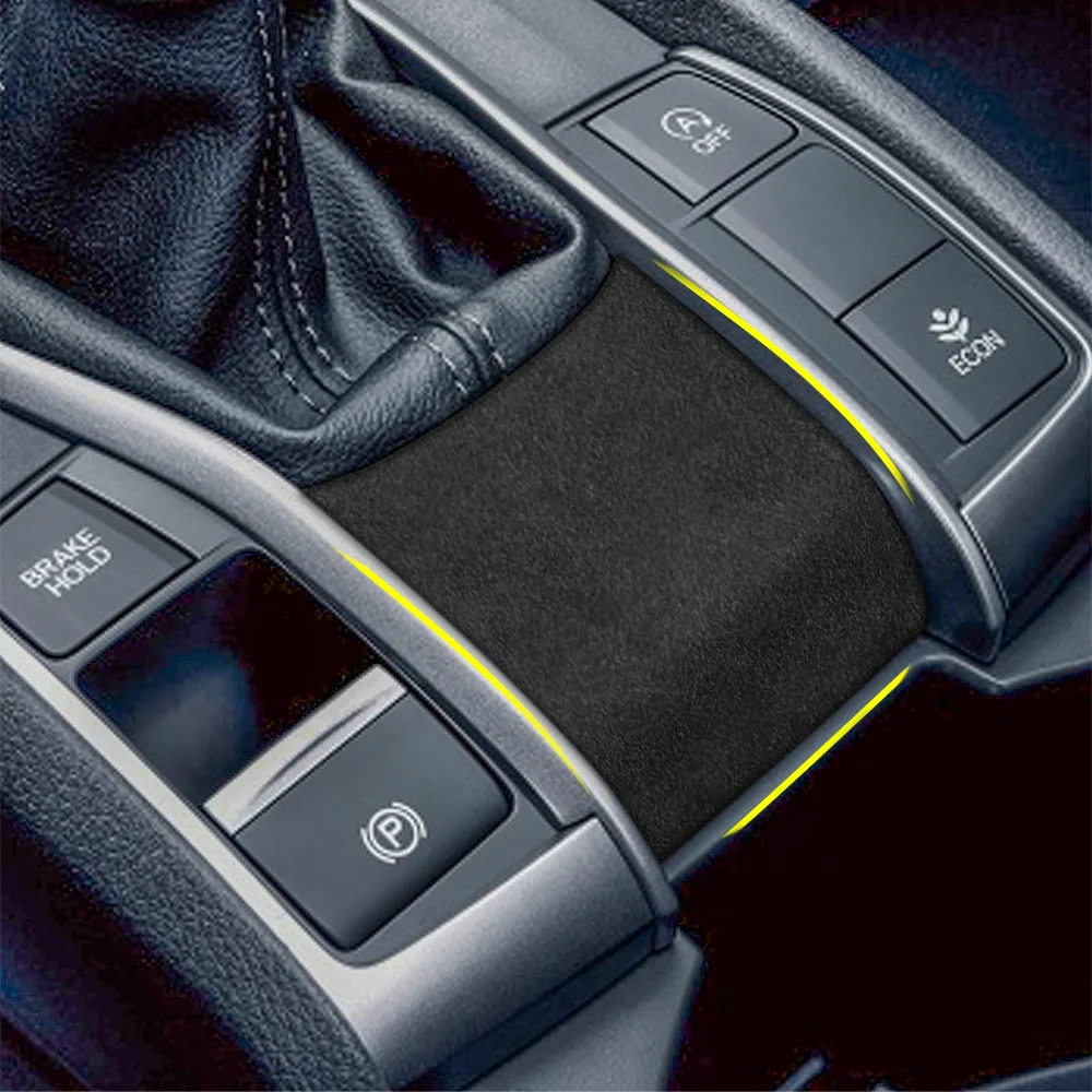

Suede Central control Shift lever panel cover Trim Decor Sticker For Honda Civic 2016-2021 Accessories