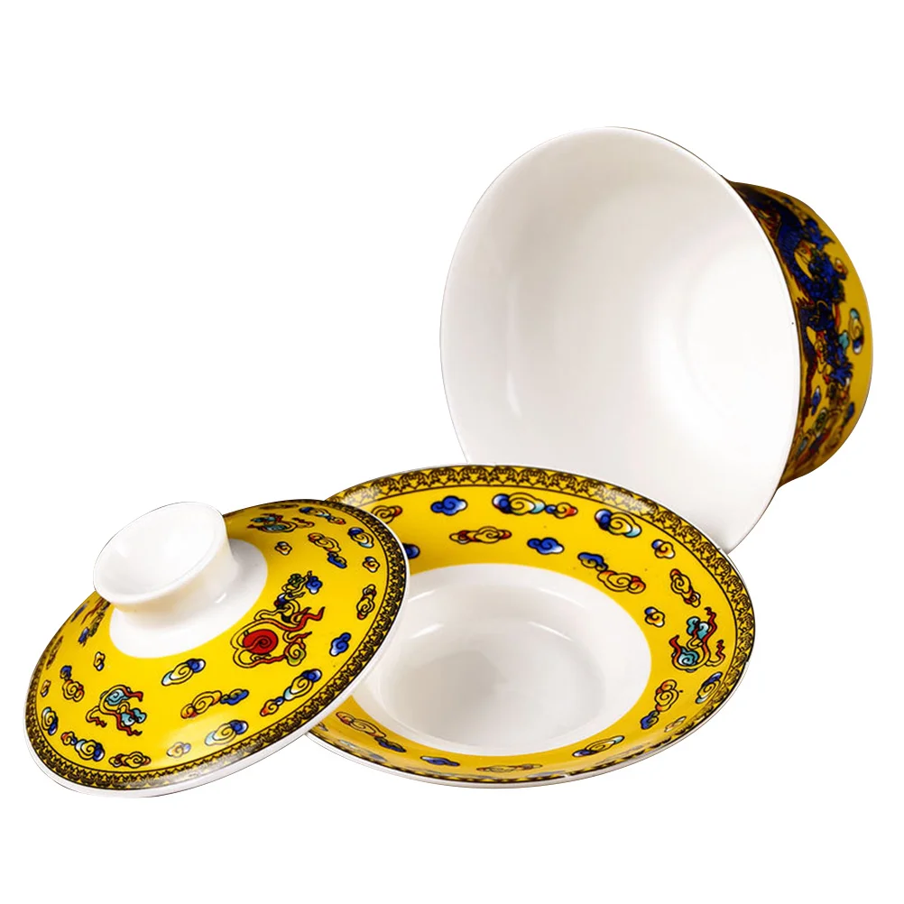 

Ceramic Teacup Chinese Teaware Ornament Style Tureen Coffee Cups Lids Bowl Decor Traditional Porcelain