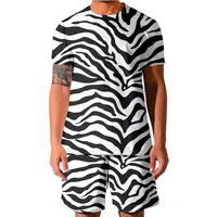 tank shorts mens tracksuit t shirt shorts suit two piece sets summer 3d print zebra stripes short sleeve leisure sportswear