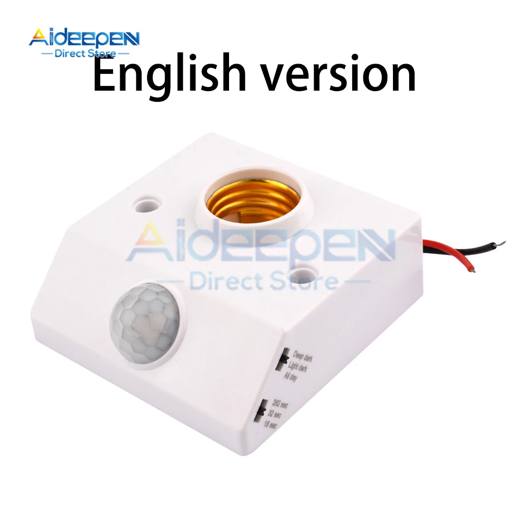 

Автоматический инфракрасный ИК-датчик человеческого тела Держатель лампы Светодиодная лампа Цоколь E27 PIR Детектор движения Настенный держатель лампы Розетка 110-240 В