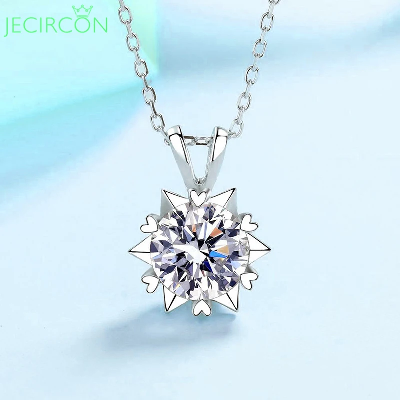 

JECIRCON 1/2 Carat Moissanite Necklace for Women 925 Sterling Silver Snowflake Pendant Wedding Necklace GRA Certified Jewelry