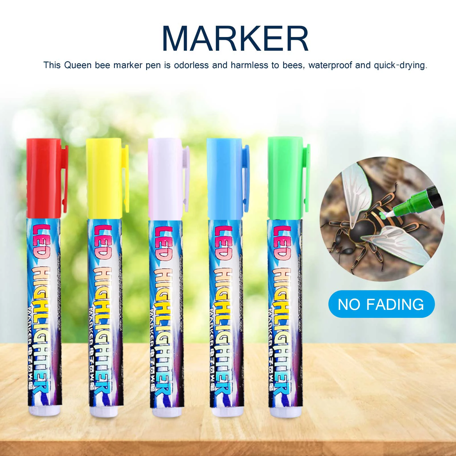 

Queen King Bee Marker Pen For Beekeeper Tool Water-Based Non-Toxic Paint Pen Marker Pen Bevel Beekeeping Tools
