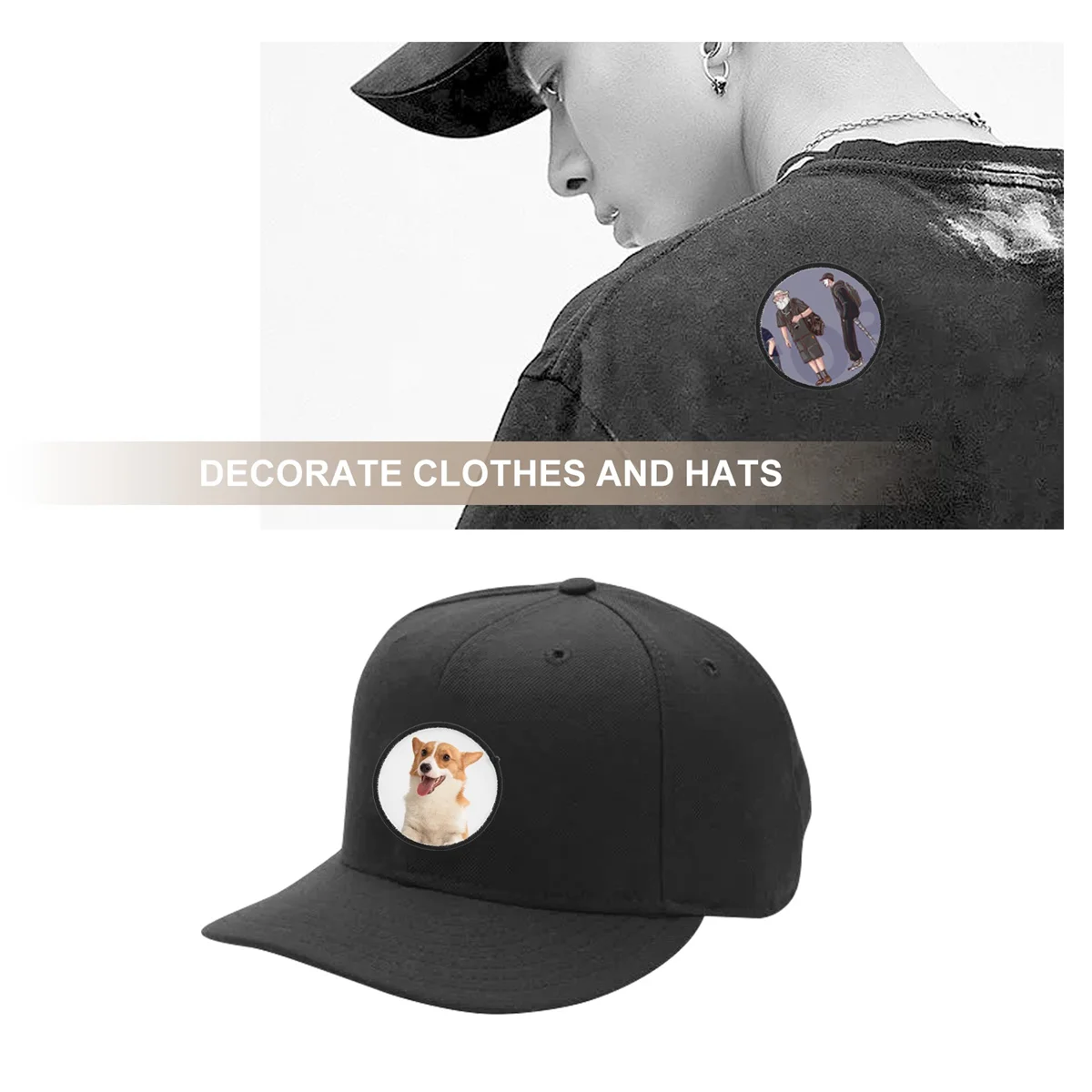 16 Pieces Sublimation Patch Blanks Quality Fabric Iron-on Circular Blank for Clothes Hats Uniforms Backpacks