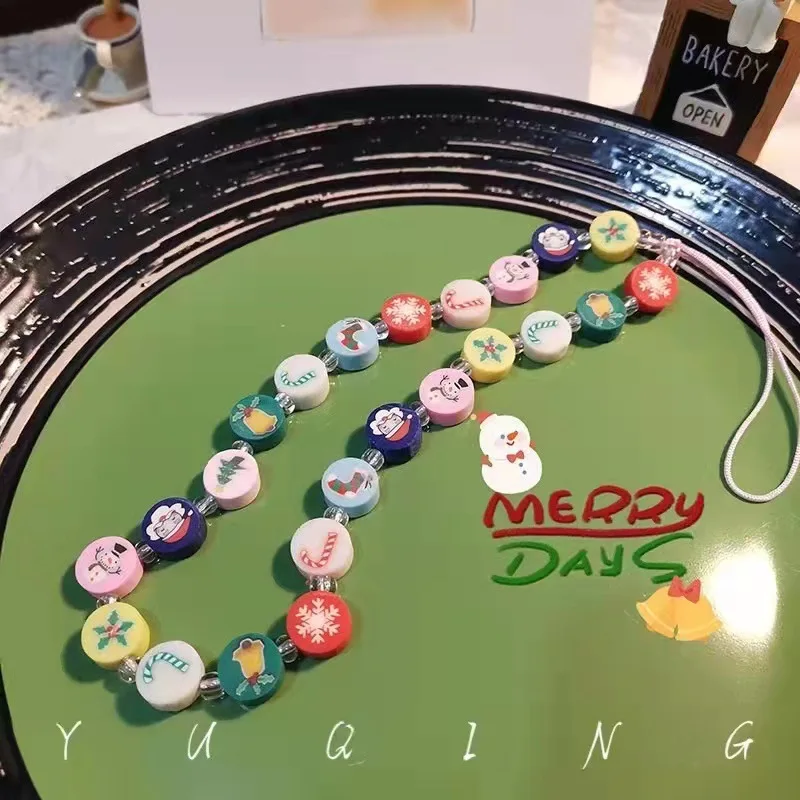 

Creative Christmas Style Geometric Irregular DIY Beaded Personality Lanyard Mobile Phone Chain Color Anti-lost Ornament Pendant