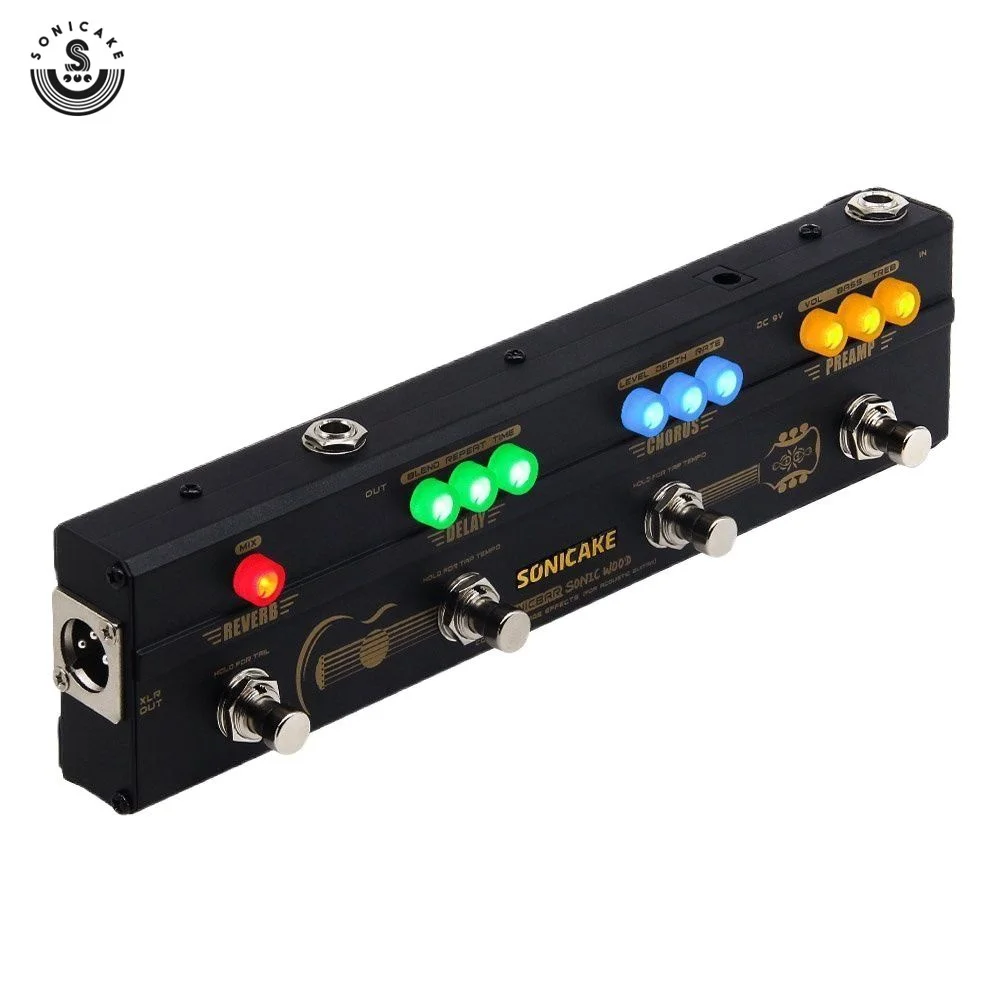 SONICAKE Sonic Wood Acoustic Guitar Preamp DI Box Multi Effects Chorus Delay Педаль реверберации с выходом XLR QCE-50