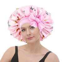 plus size stretch wide brim hair cap satine print beauty salon cap