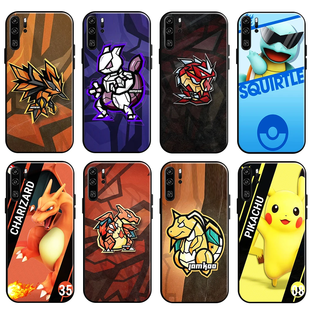 

Pokemon Pikachu For Huawei P Smart 2019-2021 P50 P40 P30 P20 Pro Lite 5G Phone Case Funda Back Black Coque TPU Carcasa