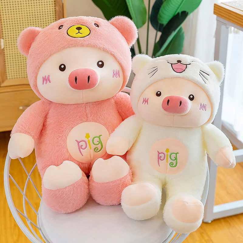 

60cm Cute Soft Transform Into A Pig Plush Toys Office Nap Pillow Home Comfort Cushion Child Decor Christmas Gift Cotton Doll