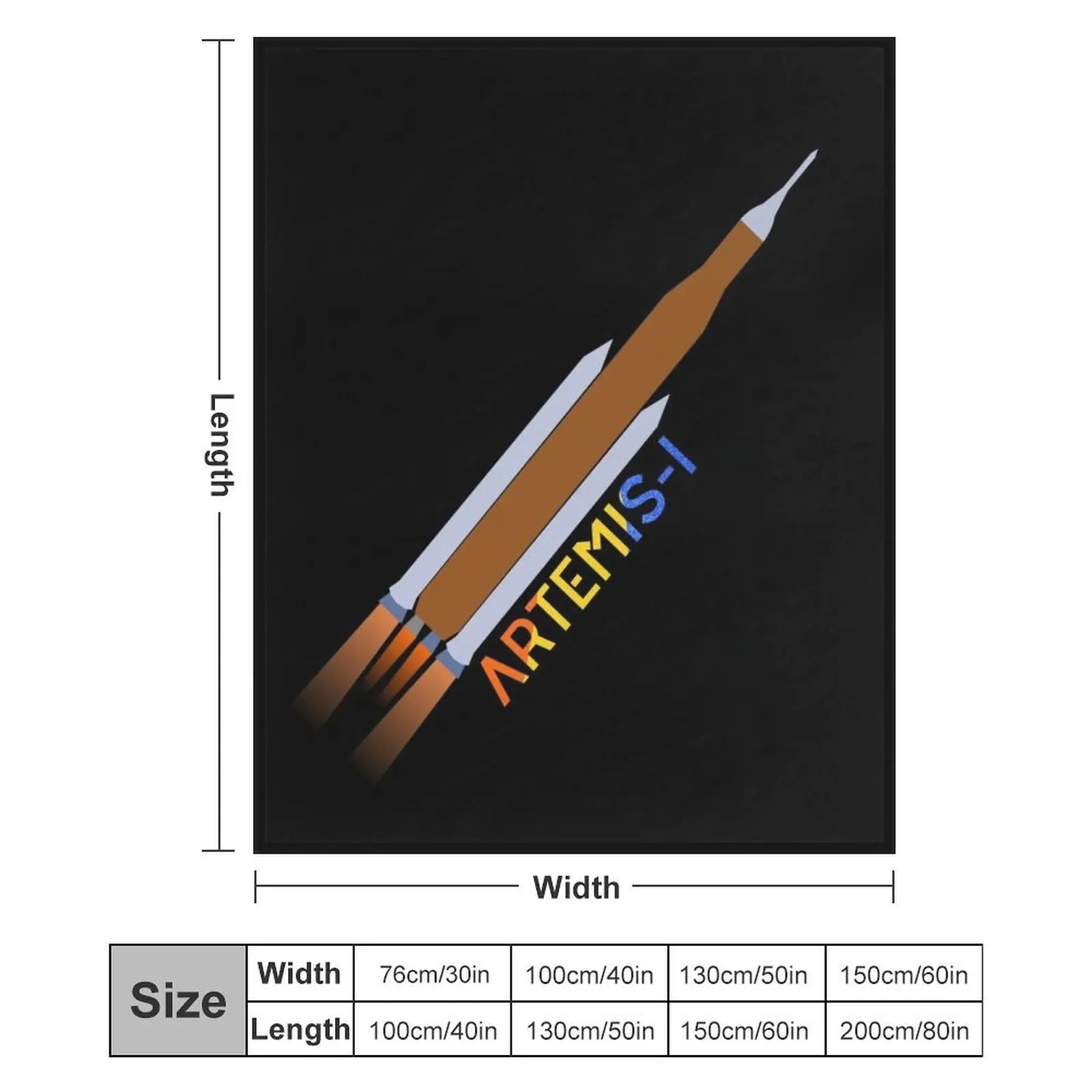 Artemis / 1 SLS - The Moon Rocket (Black Edition) Декоративное одеяло Очень большое для кемпинга