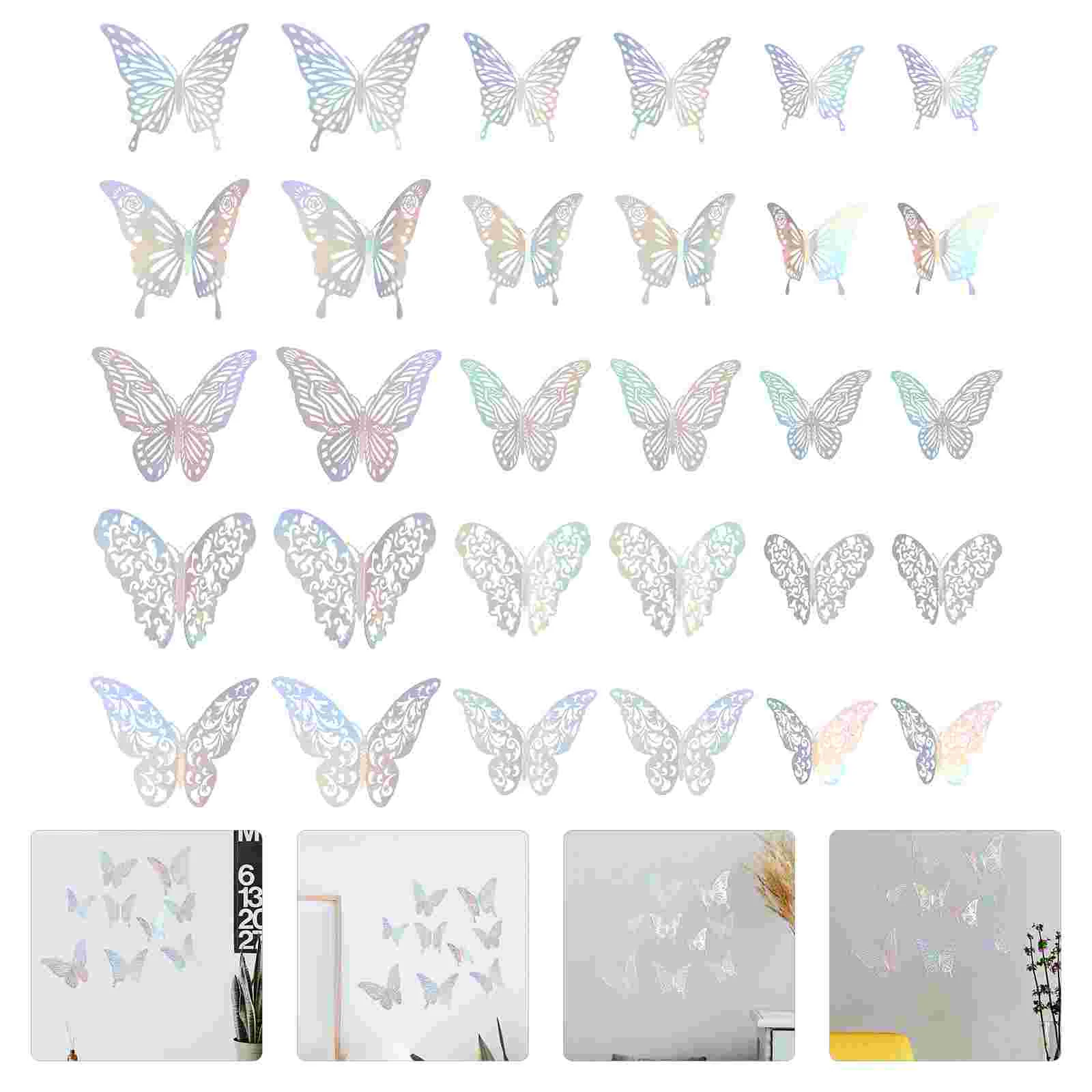 

Wall Stickers 3D Butterflies Decals Background Decor Sticker Magnets Fridge Cake Window Clings Home Topper Wallpaper Craft Girl