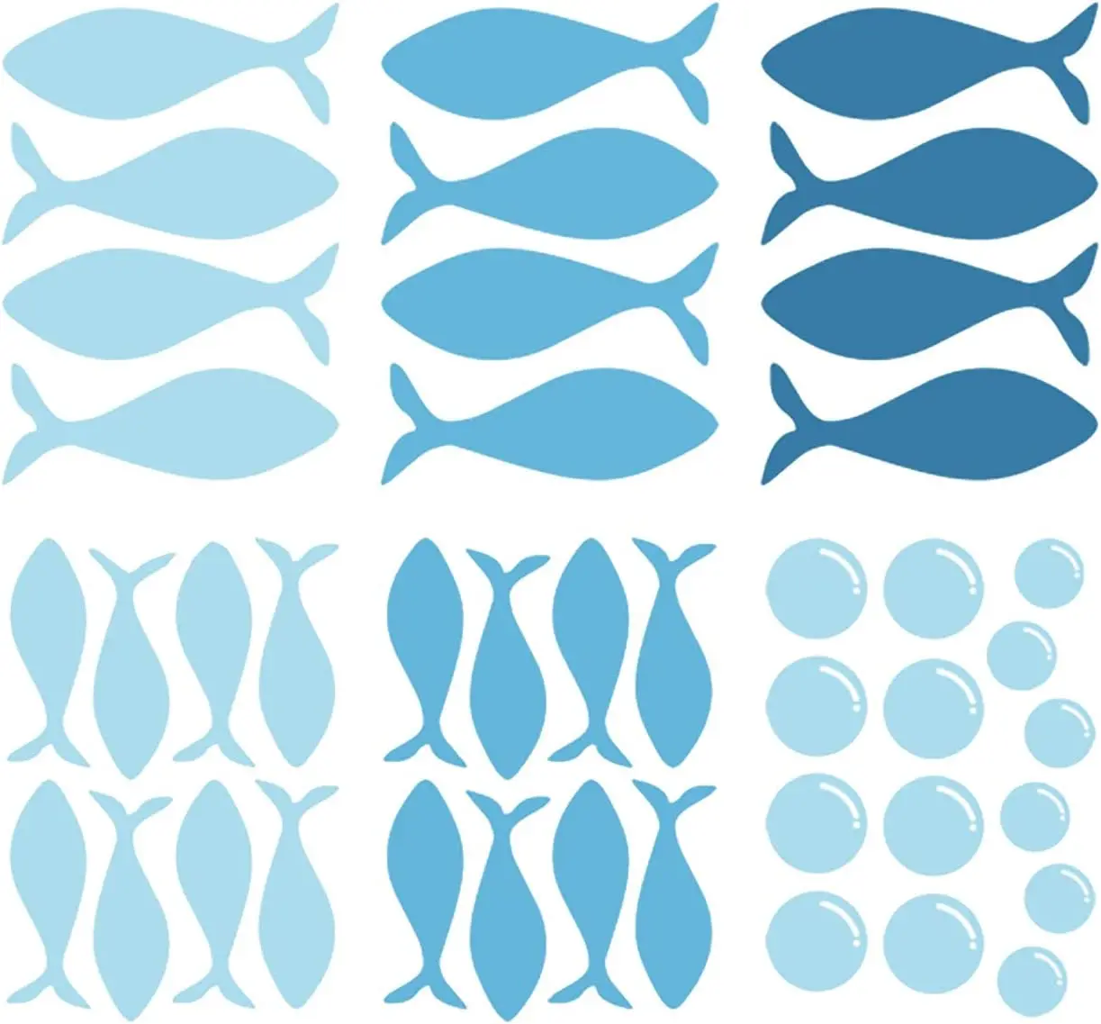 

DIY Waterproof Cartoon Blue Fishes Wall Stickers Nursery Style Children's Room Bedroom Kindergarten Home Decoration Stickers
