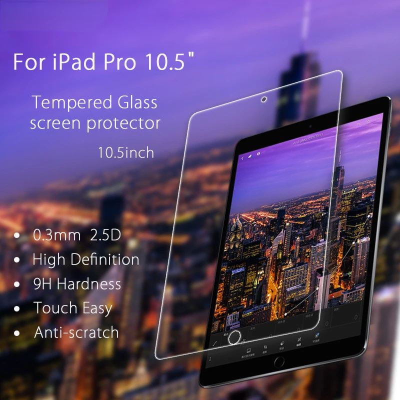 

Glass Screen Protector For iPad Air 3 10.5 Pro Explosion Proof Clear Toughened Protective Film 2.5D Radian 9H Hardness