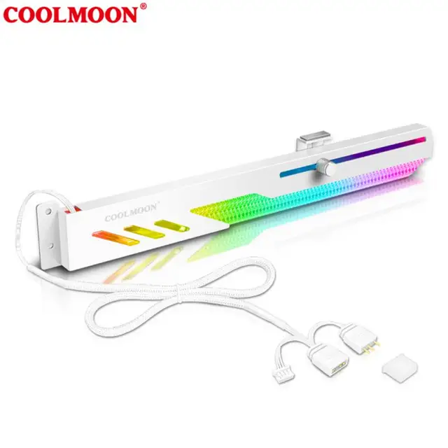 COOLMOON GT8 ARGB Graphics Card Bracket 5V Multi-interface Synchronous Horizontal Colorful Chassis Gaming Decor GPU Holder Stand 4