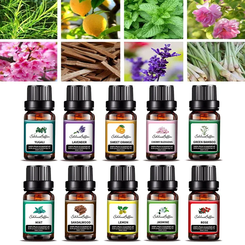 10ML Natural Plant Essential Oil Lavender Rose Eucalyptus Mint Scented Candle Water-soluble Humidifier Fresh Air Supplies