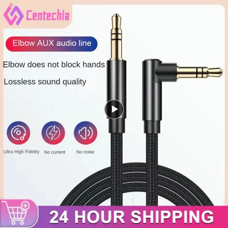 0.5/1/1.5/2m 3.5mm Audio Cable Male To Stereo AUX Cord Gold Plated 90 Degree Right Angle for Speakers
