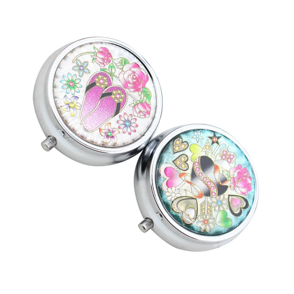 

2pcs Exquisite Chic Ash Container Mini Metal Ashtray Round Ashtray Desktop Ash Tank