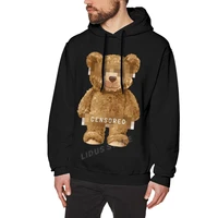 cartoon teddy bear being censored hoodie sweatshirts harajuku creativity street clothes 100 cotton streetwear hoodies