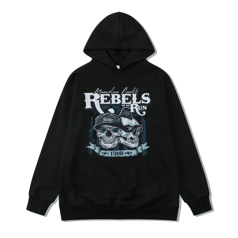 

Men's Hoodies Oversized Solid Color Hooded Fashion Skull Letter Printing Hoodies Warm Unisex Pullover Streetwear Sweatshirt Tops