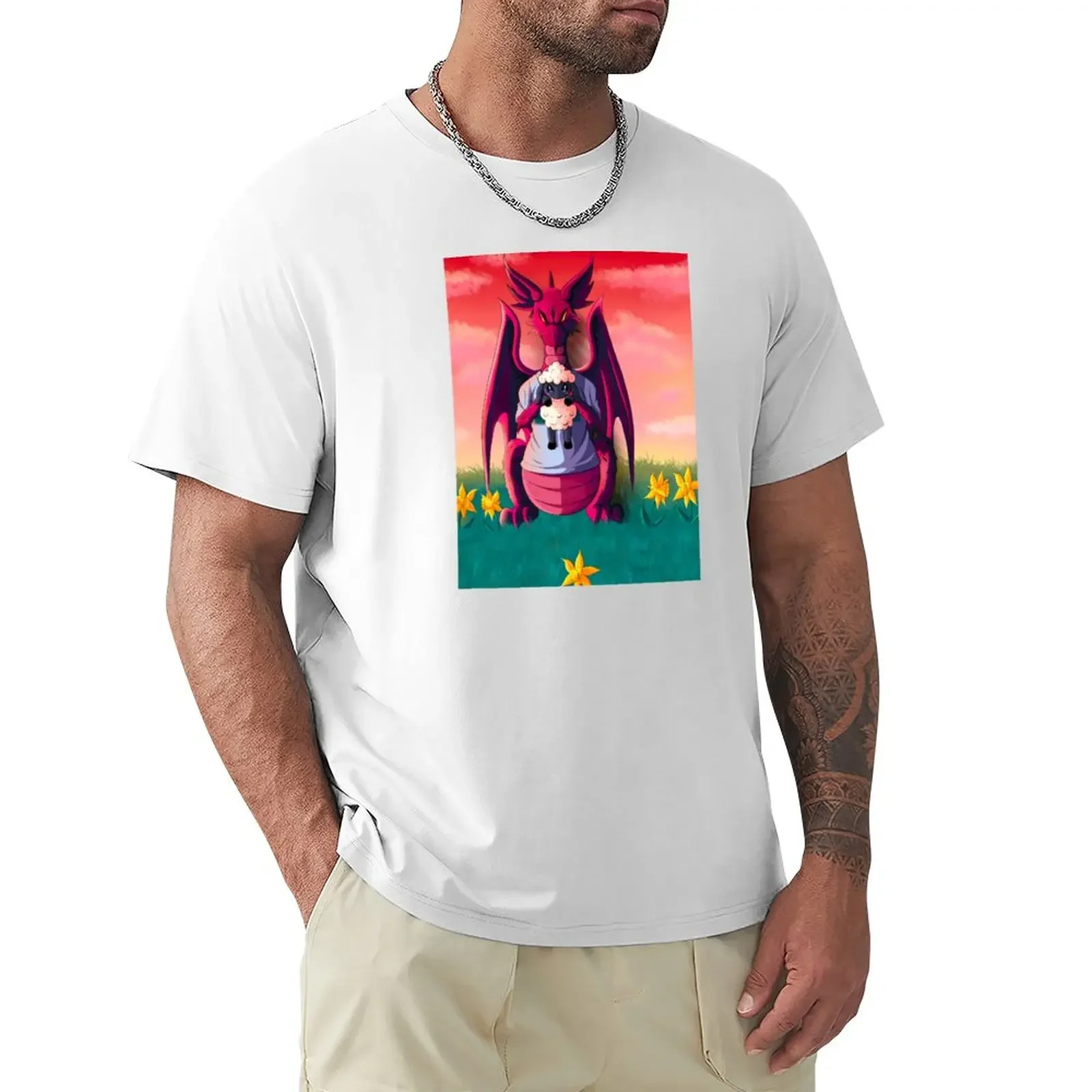 Мужская футболка с коротким рукавом и изображением заката в женской эстетике