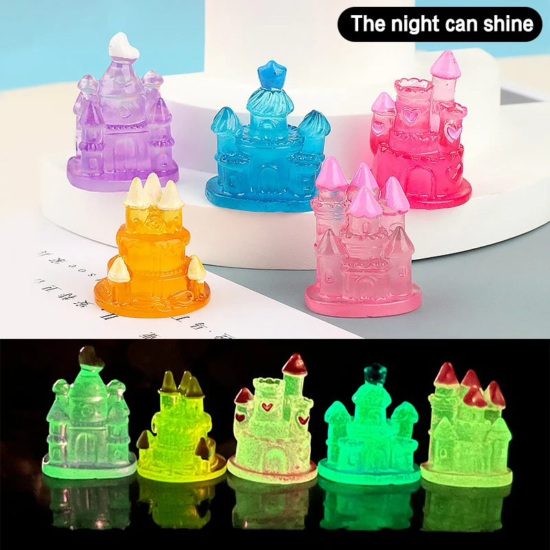 Миниатюрные фигурки замка из смолы 3D светящиеся маленькие украшения миниатюрный